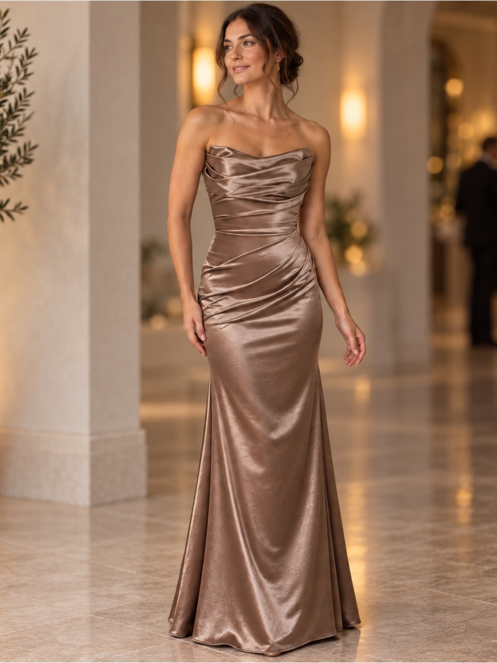 Galina Signature Strapless Satin Mermaid Formal Gown Size 10